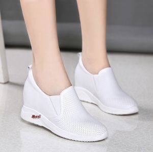 Giày độn đế tăng chiều cao cho nữ kiểu dáng đơn giản màu trắng FS26
