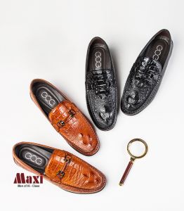 Giày mọi tăng chiều cao da bò dập vân cá sấu - MAX1722