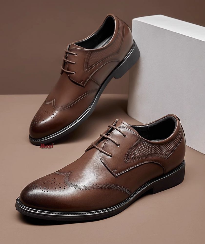 Giày tăng chiều cao nam da thật 7cm MAX1112